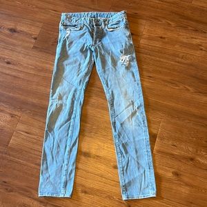 & denim ripped jeans slim fit light wash.
